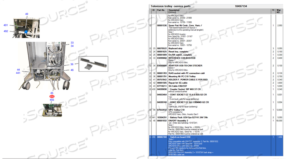 D50 BOARD FOR C-ARM SYSTEM MACHINE by Siemens Medical Solutions