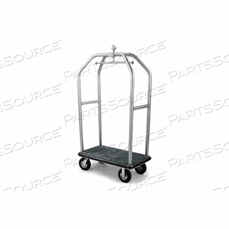 DELUXE BELLMAN CART STAINLESS, GRAY CARPET, BLACK BUMPER, 8" PNEUMATIC 