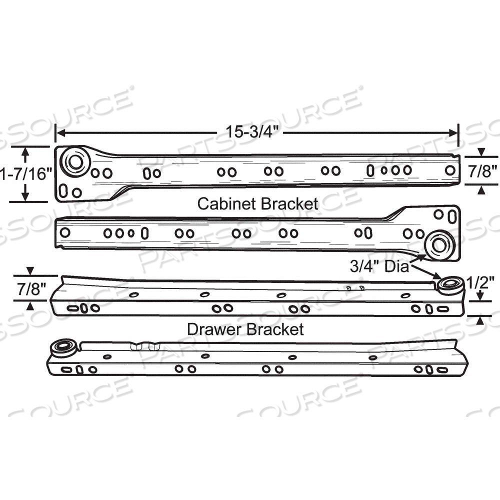 DRAWER SLIDE, FRICTION, SIDE, 3/4 EXTENSION, 16 IN CLOSED LG, 10 IN TRAVEL LG by Approved Vendor DRAWER SLIDE, FRICTION, SIDE, 3/4 EXTENSION, 16 IN CLOSED LG, 10 IN TRAVEL LG by Approved Vendor
