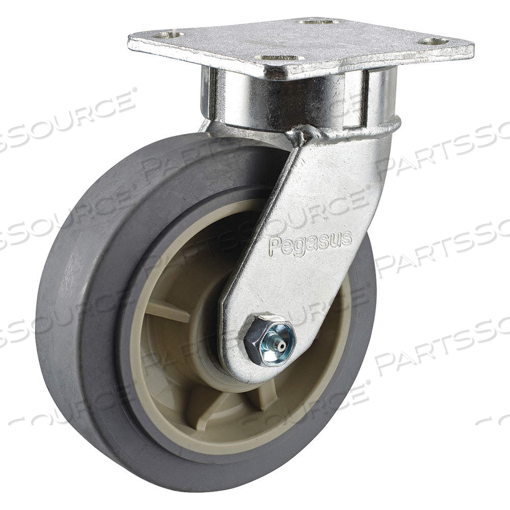 KINGPINLESS PLATE CASTER, 5 IN WHEEL DIA., 350 LB, 6 1/2 IN MOUNTING HT, FIRM by Approved Vendor KINGPINLESS PLATE CASTER, 5 IN WHEEL DIA., 350 LB, 6 1/2 IN MOUNTING HT, FIRM by Approved Vendor