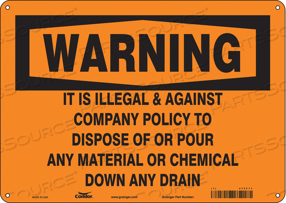 CHEMICAL SIGN 14 W 10 H 0.032 THICK 