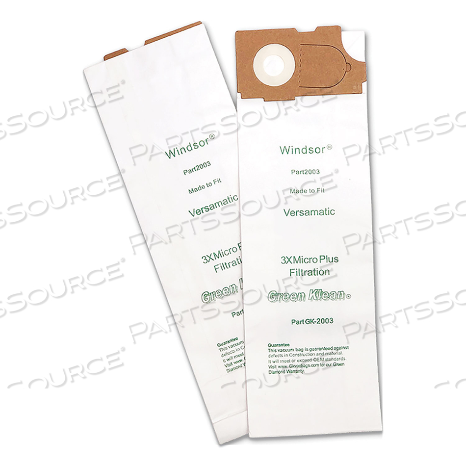 REPLACEMENT VACUUM BAGS, FITS ALLSTAR JAVELIN/TRIPLE S PROSENSE II/WINDSOR VERSAMATIC by Green Klean