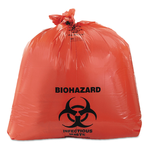 HEALTHCARE BIOHAZARD PRINTED CAN LINERS, 40-45 GAL, 3 MIL, 40" X 46", RED, 75/CARTON by Heritage