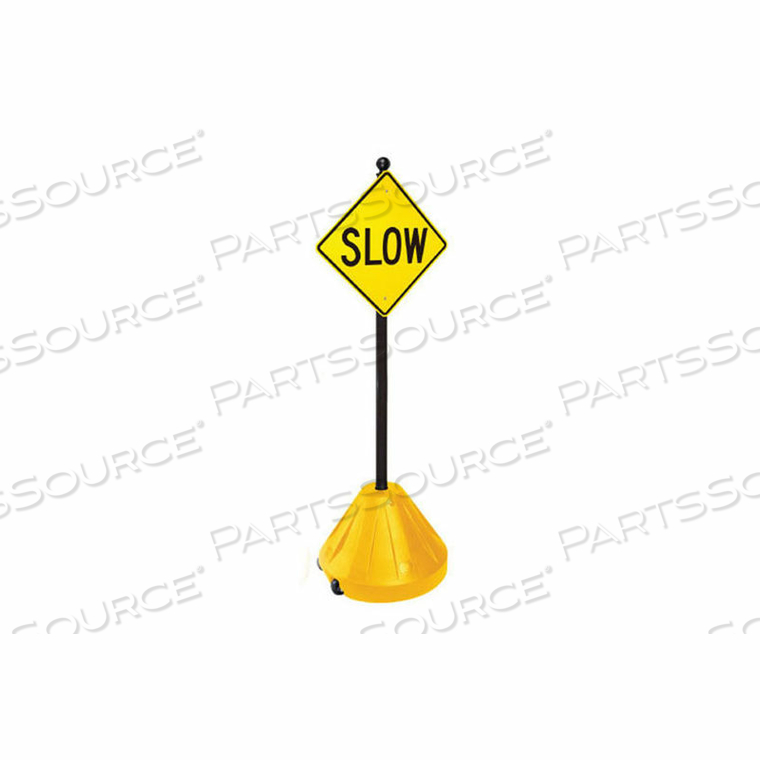 MAGIC MASTER XL-PORTABLE POLE ROLLING SIGN BASE, 48" POLE, YELLOW by Joseph Struhl Co., Inc.
