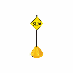 MAGIC MASTER XL-PORTABLE POLE ROLLING SIGN BASE, 48" POLE, YELLOW by Joseph Struhl Co., Inc.