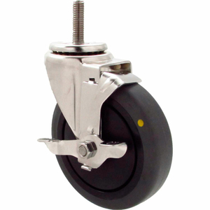 CASTERS SWIVEL STEM CASTER - 4"DIA. COND. THERMO RBBR WITH TOP LOCK, 1-1/2"H STEM by Superior Casters, Inc.