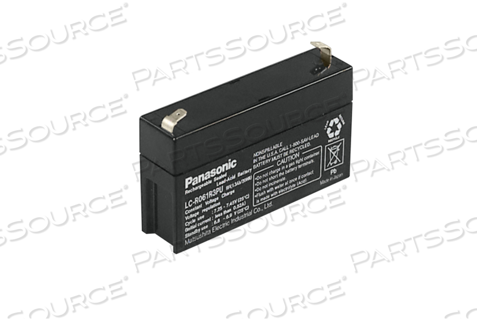 BATTERY, 1.2 AH, SLA/VRLA, 6 V 