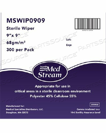 CLEANROOM WIPE ISO CLASS 5 WHITE STERILE POLYESTER / CELLULOSE 9 X 9 INCH DISPOSABLE (300 PER PKG) by McKesson CLEANROOM WIPE ISO CLASS 5 WHITE STERILE POLYESTER / CELLULOSE 9 X 9 INCH DISPOSABLE (300 PER PKG) by McKesson