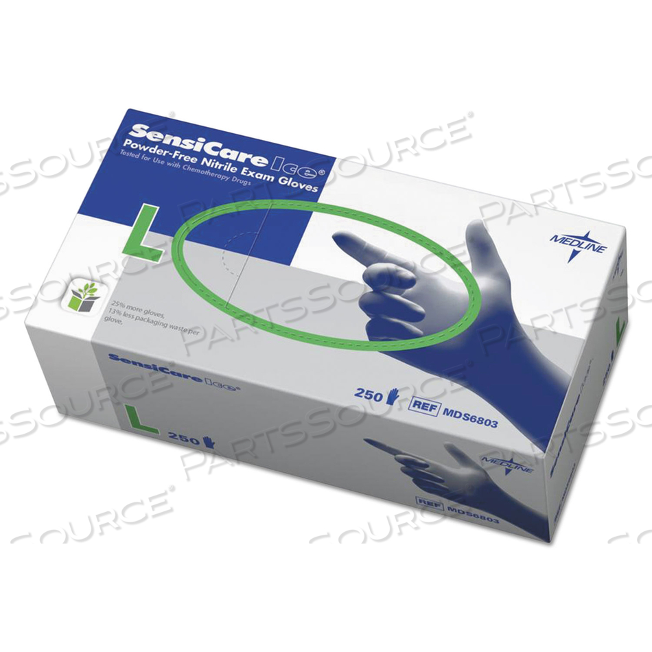 SENSICARE ICE NITRILE EXAM GLOVES, POWDER-FREE, LARGE, BLUE 