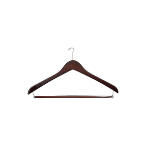 17" WOOD HANGER FOR MEN'S SUIT, MINI-HOOK, WALNUT W/ CHROME HARDWARE, 100/CASE by Beverly Coat Hangers Co Inc