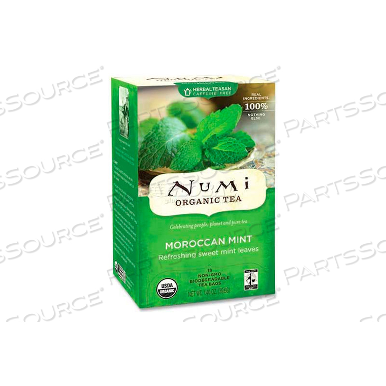 ORGANIC TEA HERBAL TEA, MOROCCAN MINT, SINGLE CUP BAGS, 18/BOX by Numi