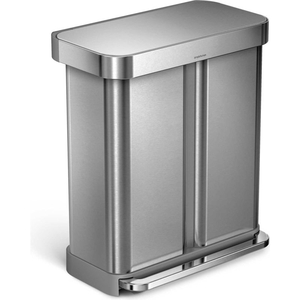 DUAL COMPARTMENT STEP CAN - 15-1/3 GALLON BRUSHED STAINLESS STEEL by Simplehuman