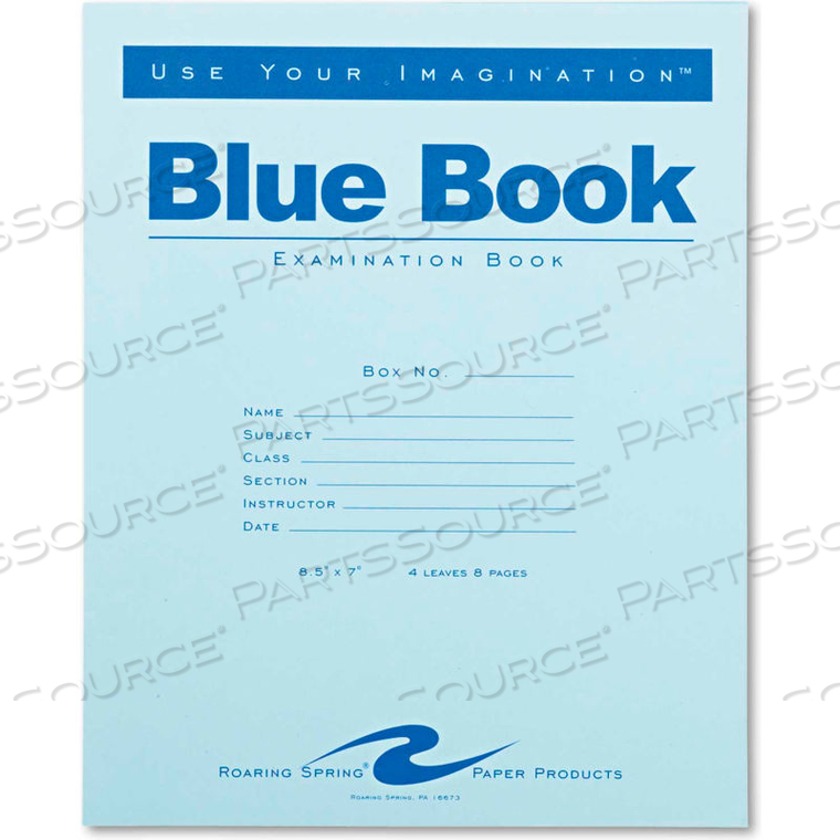 EXAM BLUE BOOK, 8-1/2" X 7", WHITE, 4 SHEETS/8 SHEETS 