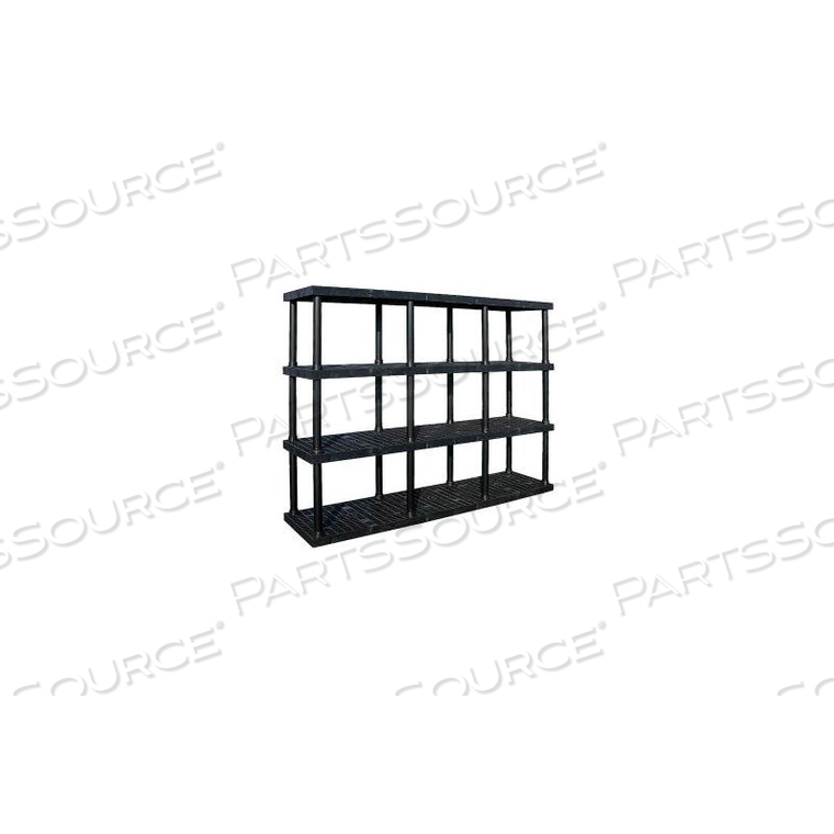 STRUCTURAL PLASTIC ADJUSTABLE VENTED SHELVING, 96"W X 24"D X 72"H, BLACK by SPC Industrial