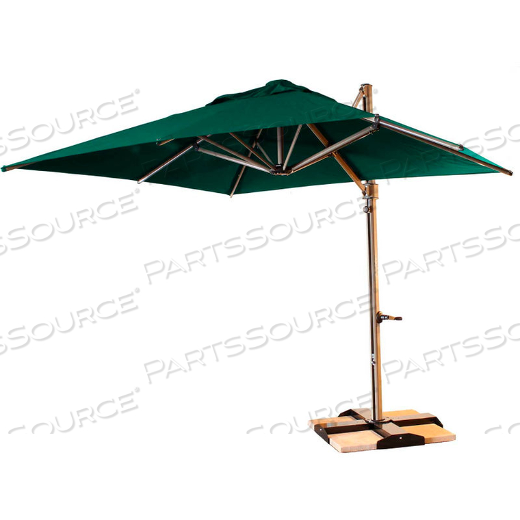 10' SQUARE CANTILEVER UMBRELLA - FOREST GREEN - WINDMASTER SERIES 