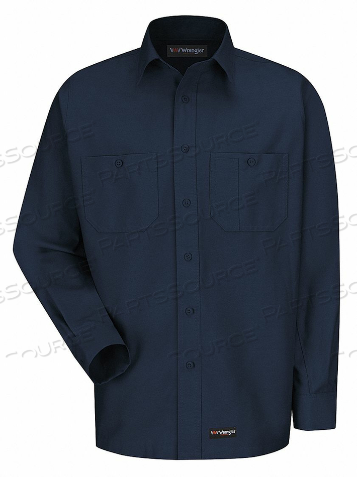 LONG SLEEVE SHIRT NAVY POLYESTER/COTTON by Wrangler LONG SLEEVE SHIRT NAVY POLYESTER/COTTON by Wrangler