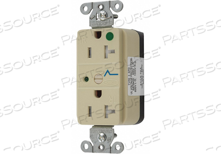 RECEPTACLE IVORY 3 WIRES FLUSH MOUNTING by Hubbell Incorporated, Wiring Device-Kellums