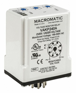 VOLT SENSOR RELAY 120VAC 10A @ 240V DPDT by Macromatic