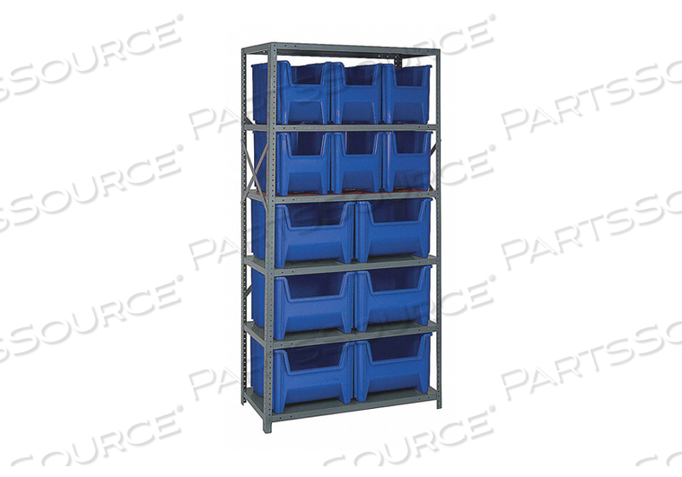 E1495 BIN SHELVING 75 OVERALL H 12 BINS BLUE by Quantum Storage Systems E1495 BIN SHELVING 75 OVERALL H 12 BINS BLUE by Quantum Storage Systems