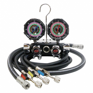 MECHANICAL MANIFOLD GAUGE SET 4 VALVES by Blackmax