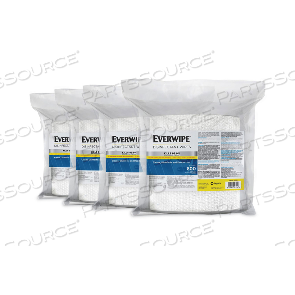 DISINFECTANT WIPES, 6 X 8, LEMON, 800/BAG, 4 BAGS/CARTON 