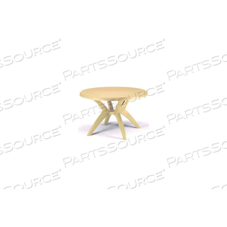 IBIZA 46" OUTDOOR ROUND RESIN TABLE WITH UMBRELLA HOLE, SAND 