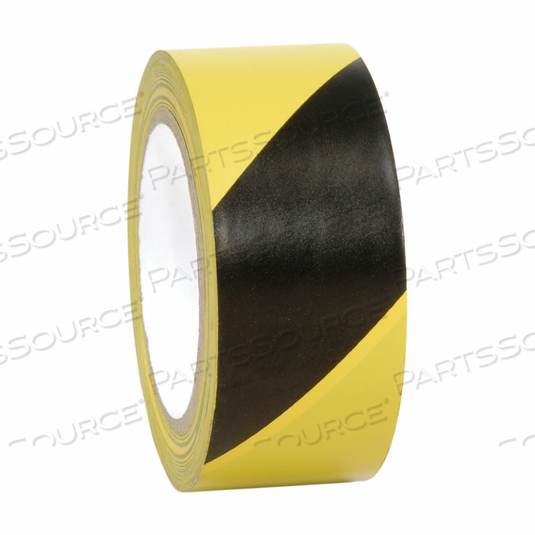 STRIPED HAZARD WARNING TAPE, YELLOW/BLACK, 2"W X 108'L, 1 ROLL 