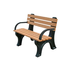 ECONO-MIZER 4 FT. BACKED BENCH WITH ARMS, CEDAR BENCH/BLACK FRAME by Polly Products