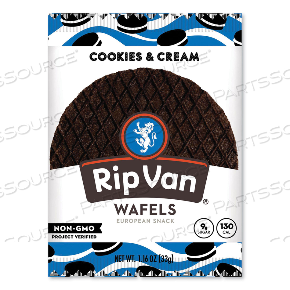 WAFELS - SINGLE SERVE, COOKIES AND CREAM, 1.16 OZ PACK, 12/BOX 