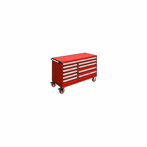 METAL 10 DRAWER MOBILE MULTI-DRAWER CABINET - 60"WX27"DX37-1/2"H RED by Rousseau Metal Inc.