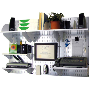 OFFICE WALL MOUNT DESK STORAGE AND ORGANIZATION KIT, GALVANIZED WHITE, 48" X 32" X 12" by Wall Control Pegboard