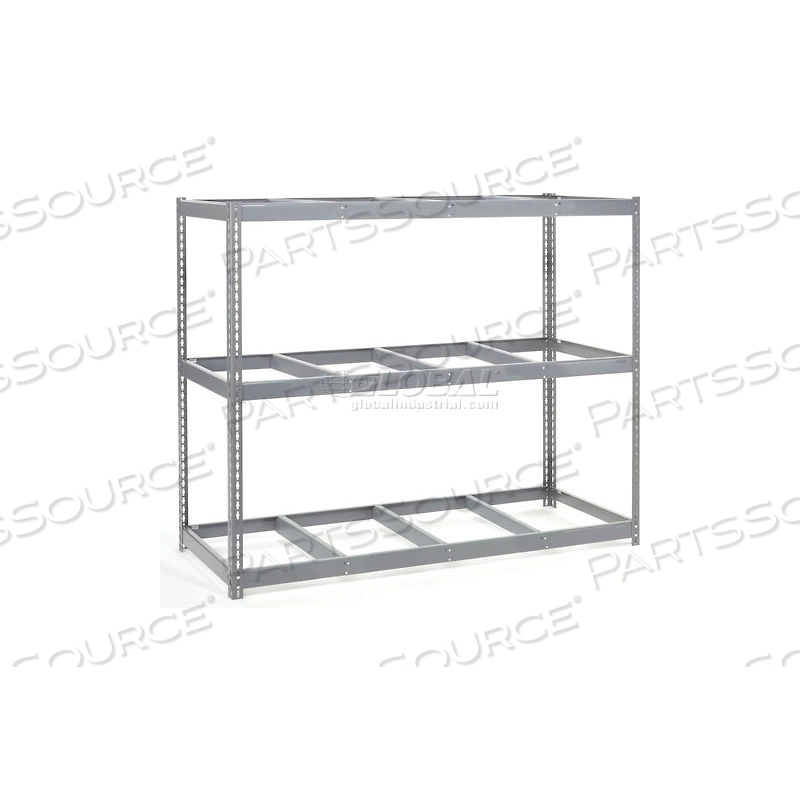 WIDE SPAN RACK 96"W X 36"D X 96"H WITH 3 SHELVES NO DECK 800 LB CAPACITY PER LEVEL - GRAY 