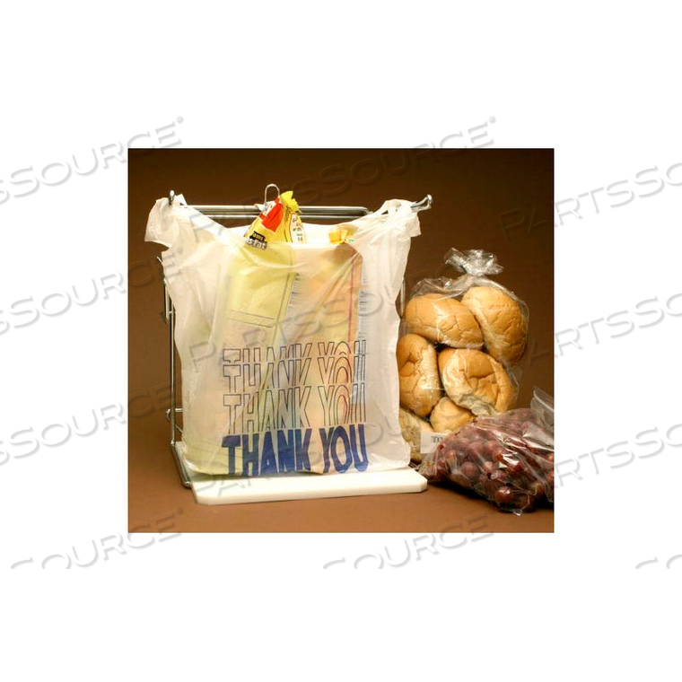 THANK YOU T-SHIRT BAG WITH SUFFOCATION WARNING 20" X 10" 0.48 MIL WHITE 2,000 PACK 