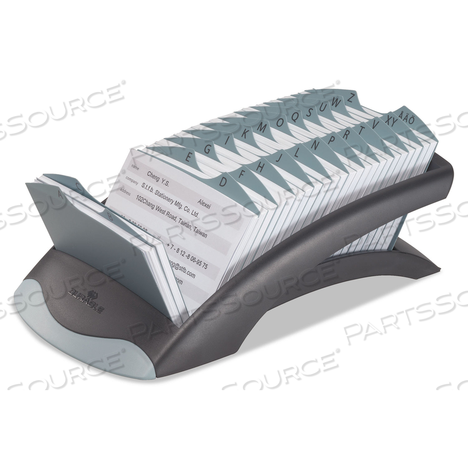 TELINDEX DESK ADDRESS CARD FILE, HOLDS 500 2.88 X 4.13 CARDS, 5.13 X 9.31 X 3.56, PLASTIC, GRAPHITE/BLACK by Durable