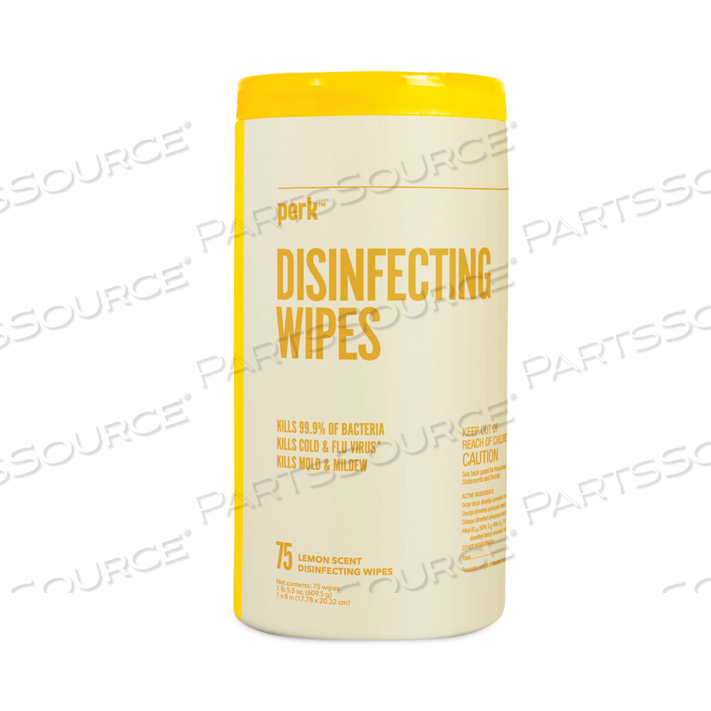 DISINFECTING WIPES, 7 X 8, LEMON, WHITE by Perk DISINFECTING WIPES, 7 X 8, LEMON, WHITE by Perk