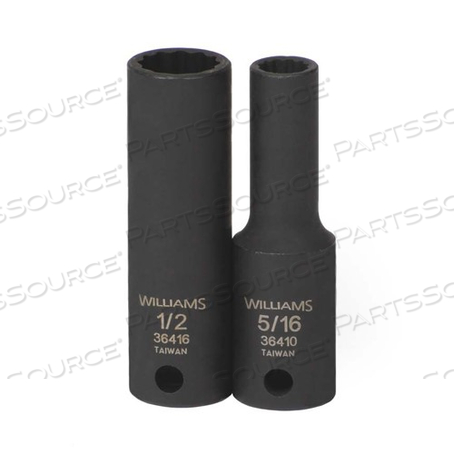 36410 WILLIAMS SOCKET, 2 1/2 INCH OAL, SAE, DEEP IMPACT, 3/8 INCH DR, 5/16 INCH 