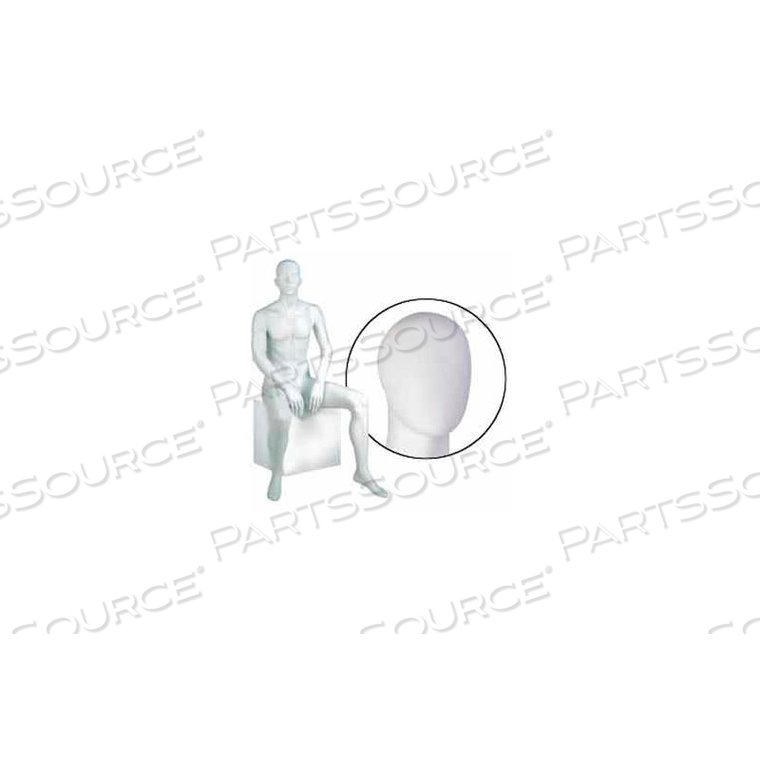 MALE MANNEQUIN - OVAL HEAD, SEATED - CAMEO WHITE 