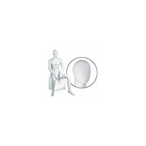 MALE MANNEQUIN - OVAL HEAD, SEATED - CAMEO WHITE by Mondo Mannequins