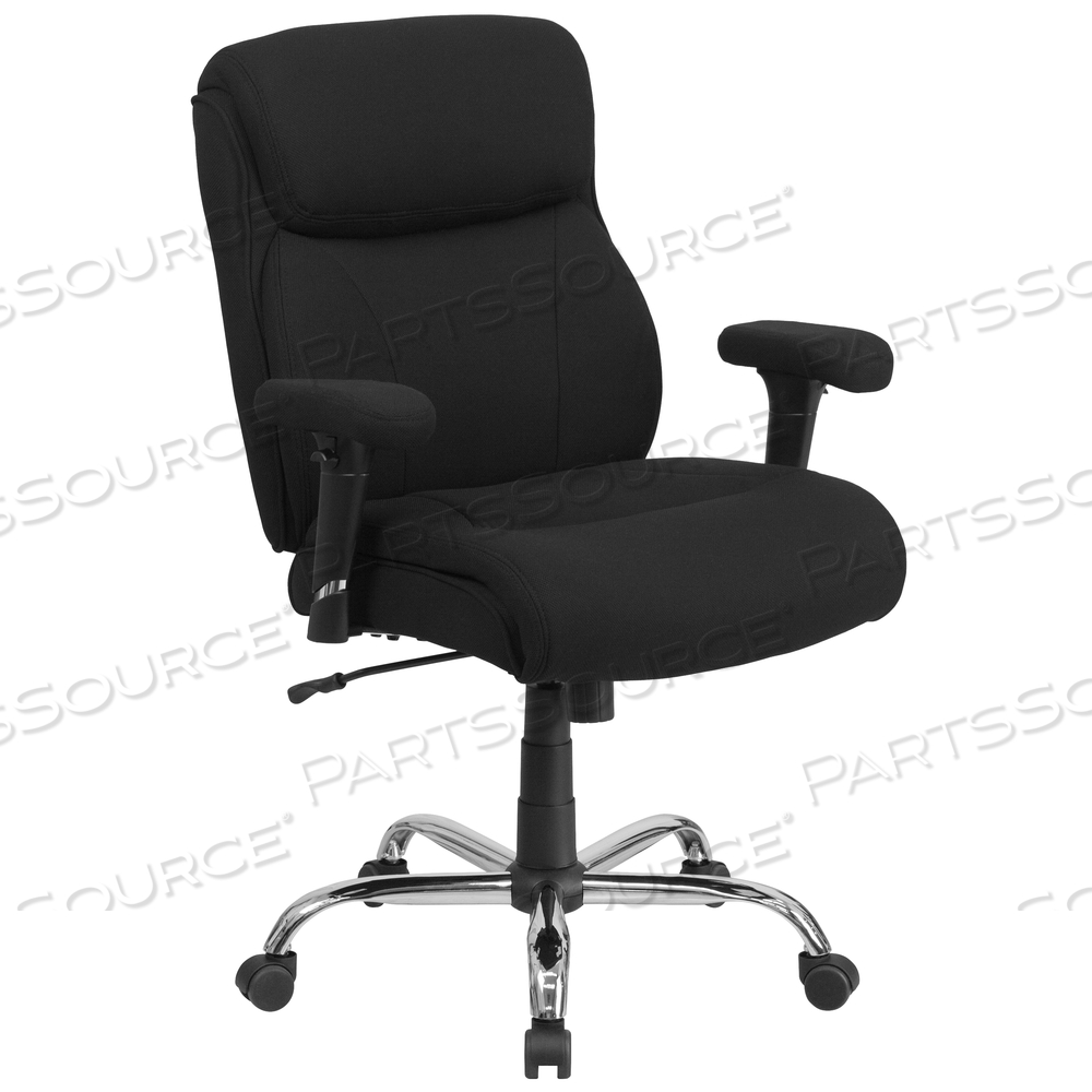 HERCULES SERIES BIG & TALL 400 LB. RATED BLACK FABRIC ERGONOMIC TASK OFFICE CHAIR WITH LINE STITCHING AND ADJUSTABLE ARMS by Flash Furniture