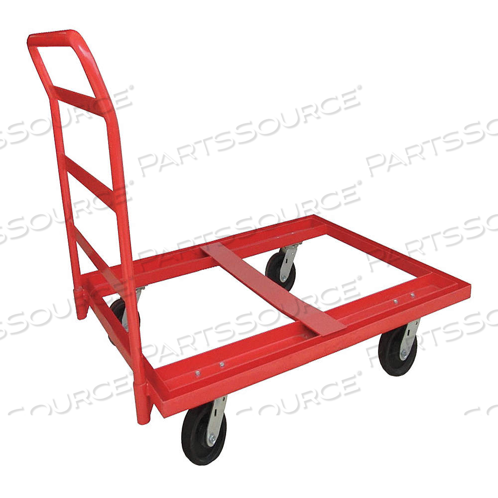 OPEN-DECK STEEL PALLET DOLLY WITH HANDLE, 3,600 LB LOAD CAPACITY, (4) SWIVEL, 48J085 by Approved Vendor