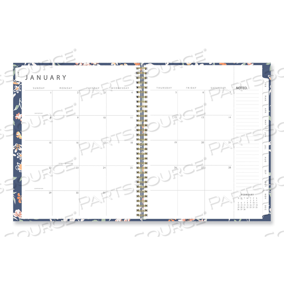 ONE TREE PLANTED "EFFIE" WEEKLY/MONTHLY PLANNER, FLORAL ARTWORK, 11 X 8.5, BLUE/MULTICOLOR COVER, 12-MONTH (JAN TO DEC): 2023 