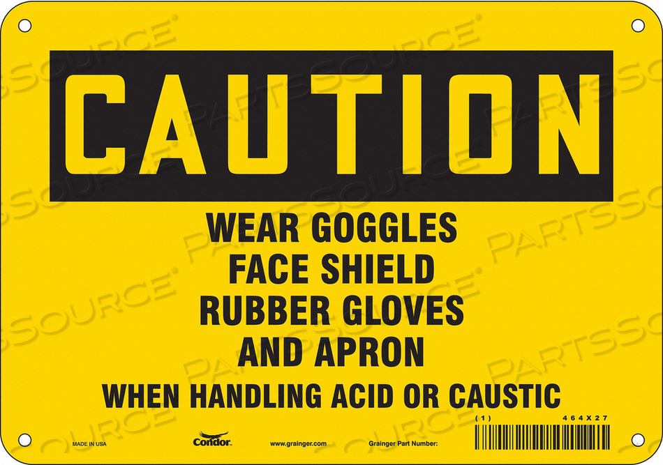 SAFETY SIGN, VERTICAL RECTANGLE, NUMBER OF PRINTED SIDES 1, ENGLISH, SIGN FORMAT TRADITIONAL OSHA, SIGN LEGEND WEAR GOGGLES FACE SHIELD RUBB by Condor SAFETY SIGN, VERTICAL RECTANGLE, NUMBER OF PRINTED SIDES 1, ENGLISH, SIGN FORMAT TRADITIONAL OSHA, SIGN LEGEND WEAR GOGGLES FACE SHIELD RUBB by Condor