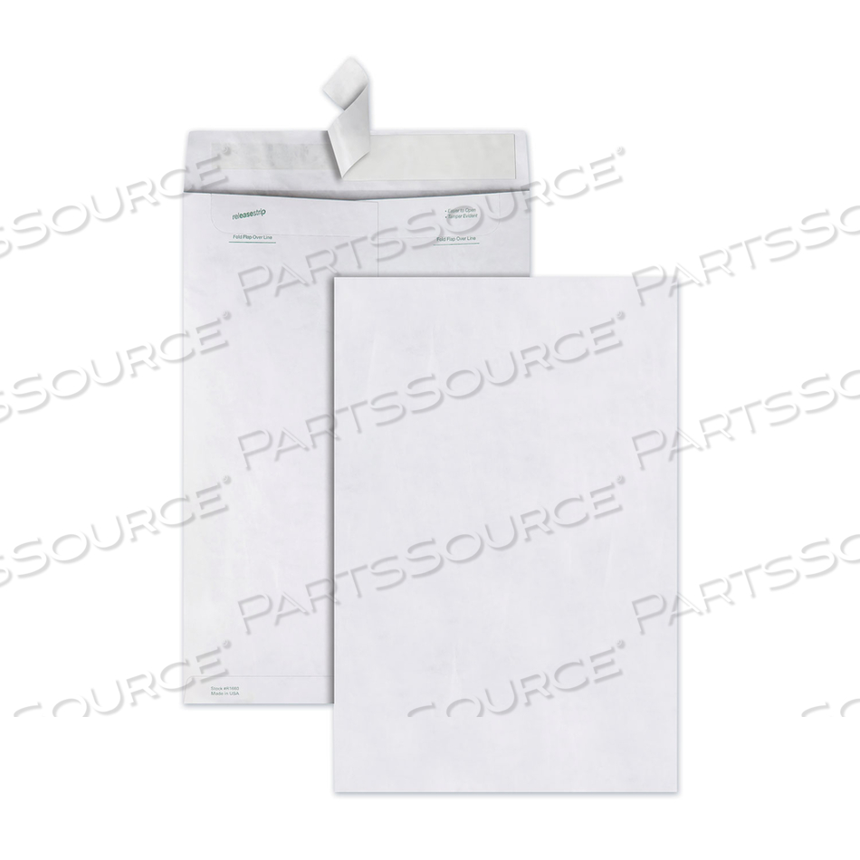 LIGHTWEIGHT 14 LB TYVEK CATALOG MAILERS, #15, SQUARE FLAP, REDI-STRIP ADHESIVE CLOSURE, 10 X 15, WHITE by Survivor