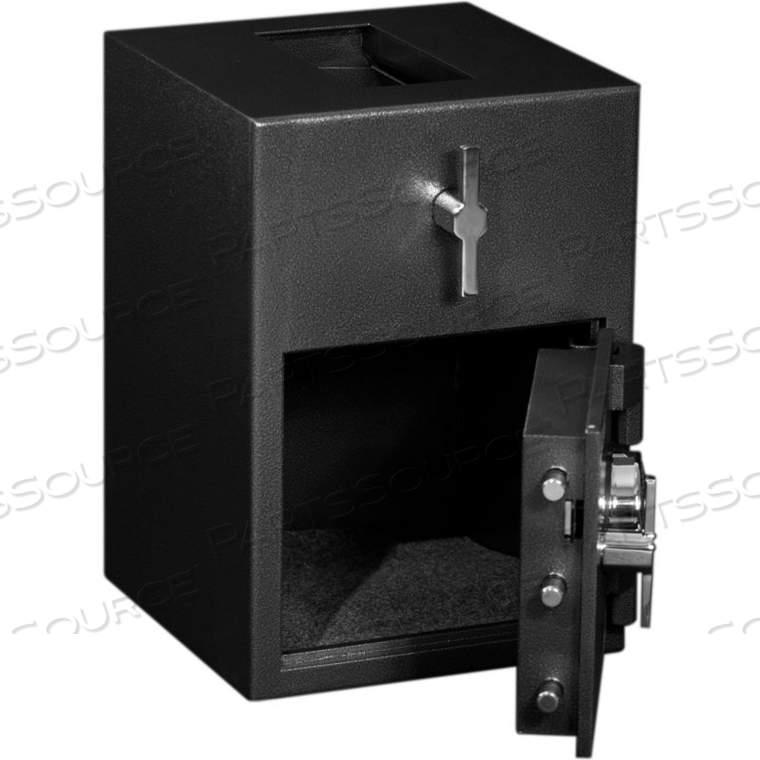 SMALL ROTARY HOPPER DEPOSITORY SAFE WITH ELECTRONIC LOCK 14" X 14" X 20" GRAY 