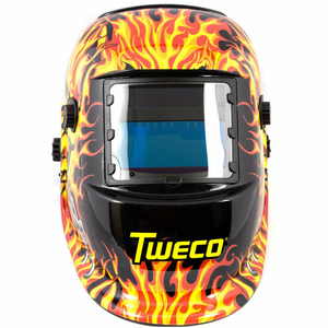 TWECO AUTO-DARKENING WELDING HELMET, SKULL & FIRE, 3.86" X 1.69" VIEWING AREA, 5 PT HEAD GEAR by ESAB Welding & Cutting