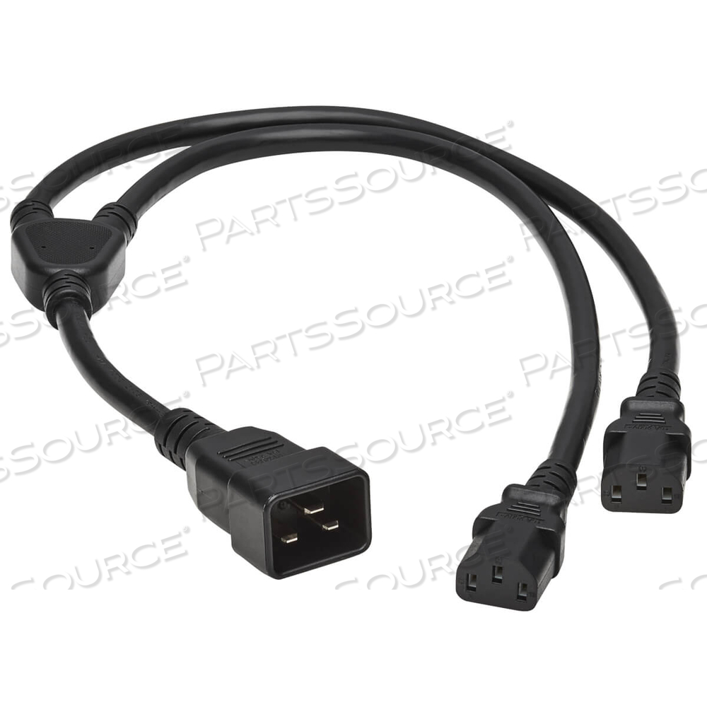 POWER CORD, 2 FT, 15 A, 100 - 250 V, 14 AWG, IEC 320-C20 TO (2) IEC 320-C13, BLACK by Tripp Lite