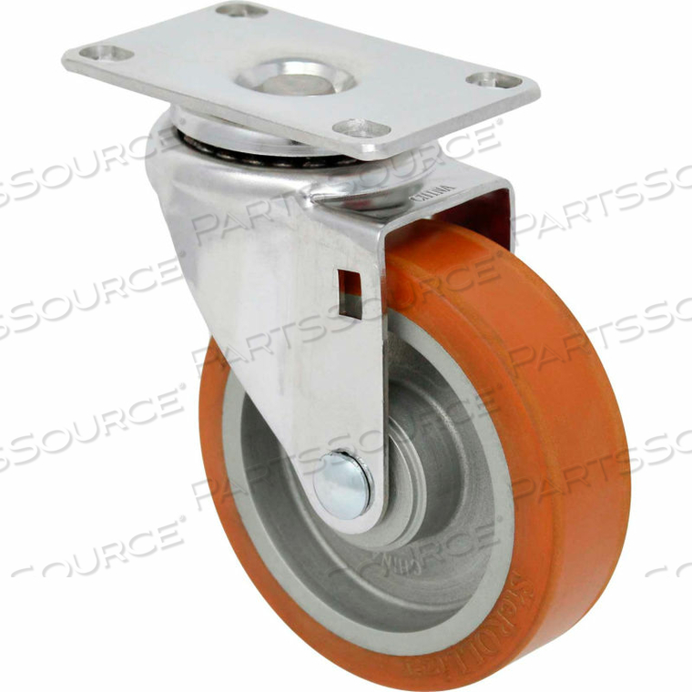 CASTERS SWIVEL TOP PLATE CASTER - 4"DIA. STEROLIZER WITH NO BRAKE WITH SS CORE 