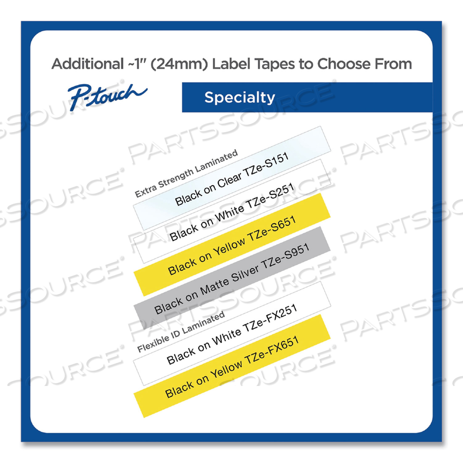 TZE FLEXIBLE TAPE CARTRIDGE FOR P-TOUCH LABELERS, 0.94" X 26.2 FT, BLACK ON YELLOW by Brother