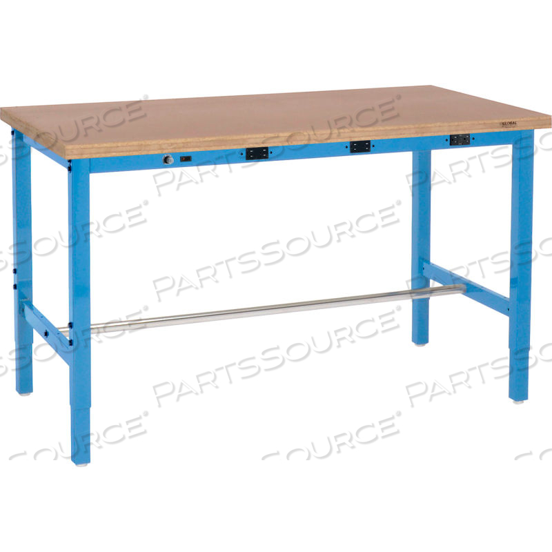 72 X 36 ADJUSTABLE HEIGHT WORKBENCH - POWER APRON, SHOP TOP SQUARE EDGE BLUE by Approved Vendor