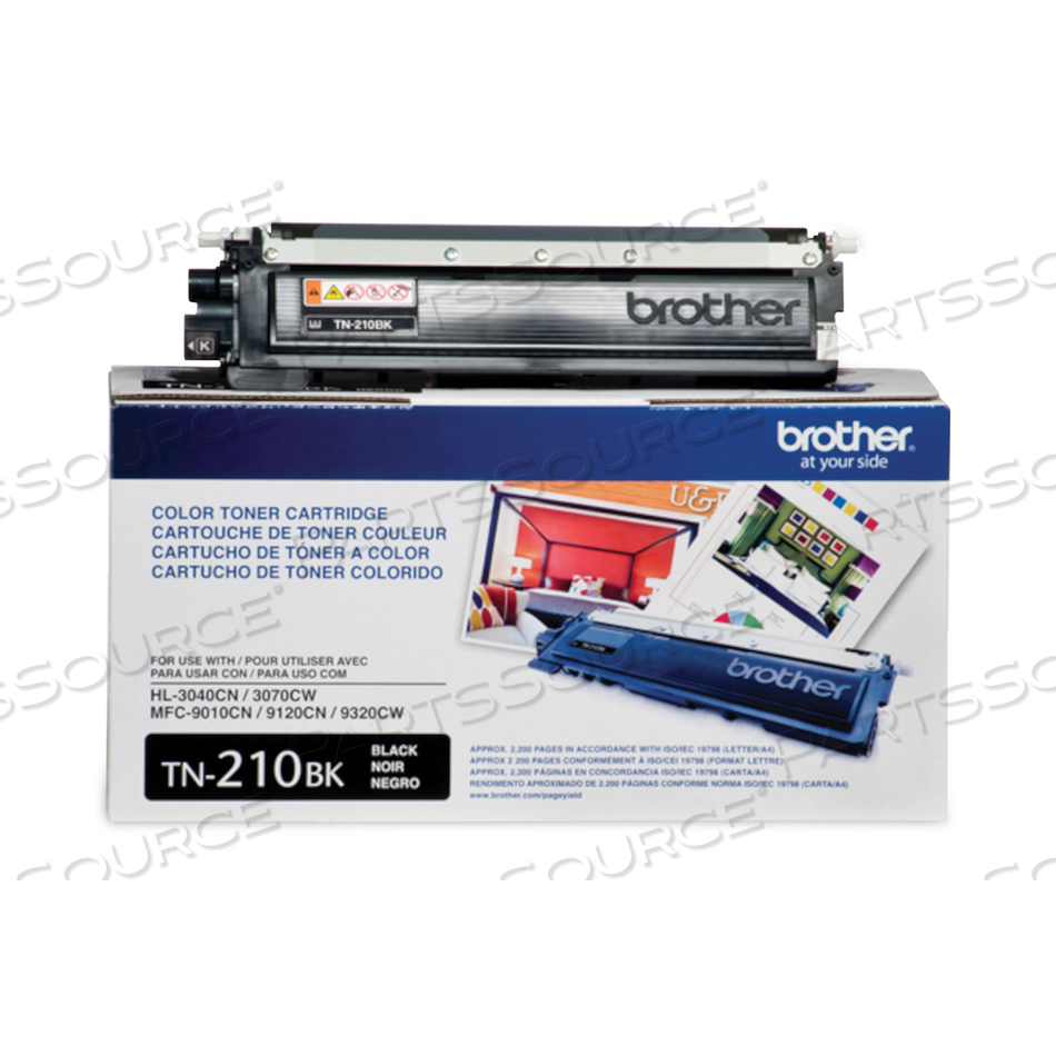 TN210BK TONER, 2,200 PAGE-YIELD, BLACK by Brother